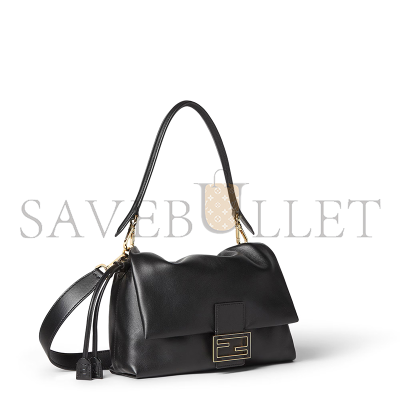 FENDI MAMMA BAGUETTE MEDIUM BLACK NAPPA LEATHER BAG 8BR833AQ0DF0KUR (26.5*18*8.5cm)